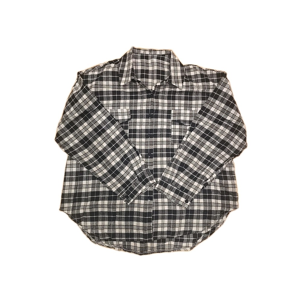 black and white plaid button-down shirt Size 2XL